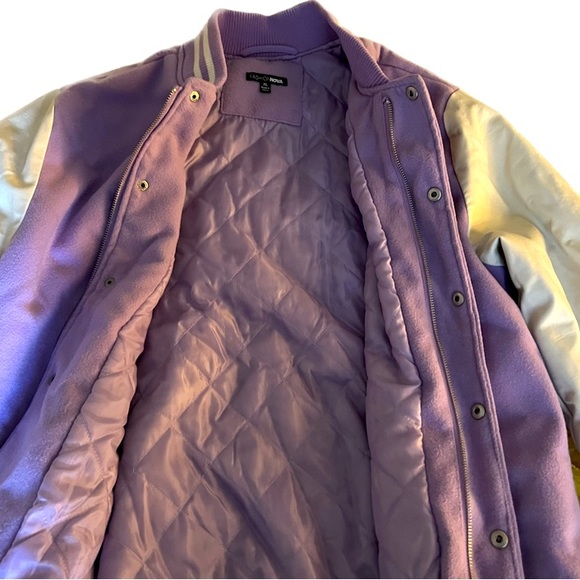 Lavender Varsity Coat from Fashion Nova - Picture 3 of 4